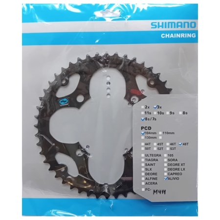 Hammasratas 48T Shimano Alivio FC-M411 3×7/8 käiku 4 auku BCD 104mm