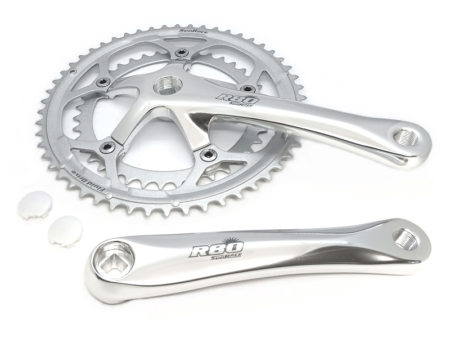 Vändad 170mm 53/39T+52/42T SunRace FCR810 2×8 käiku, alu hõbe