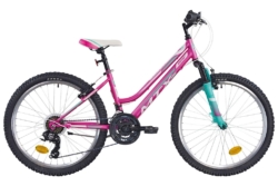 Tüdrukute jalgratas 24 tolli 18 käiku teras R35 BBF MTX, roosa-türkiis